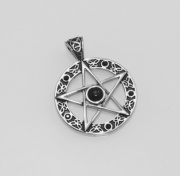 Ocelový přívěsek Pentagram s Černým zirkonem