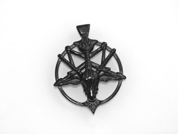 Přívěsek z chirugické oceli Pentagram Behemont černý 