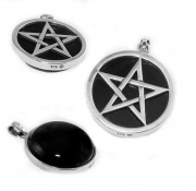 Stříbrný přívěsek Pentagram s Obsidiánem