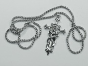 Mystický kultovní symbol, amulet, přívěsek z chirurgické oceli Pentagram na meči