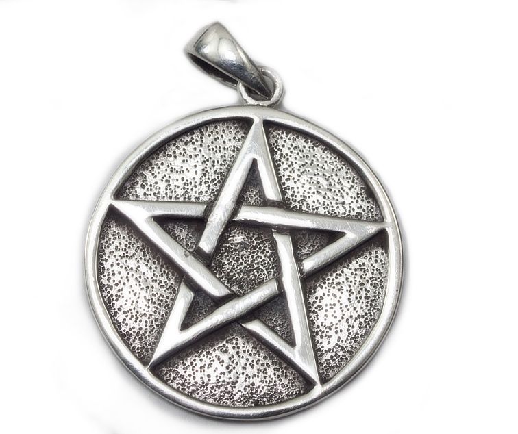 PeterStone Jewerly.Stříbrný přívěsek mýtický symbol bílé magie Pentagram no.022.250547