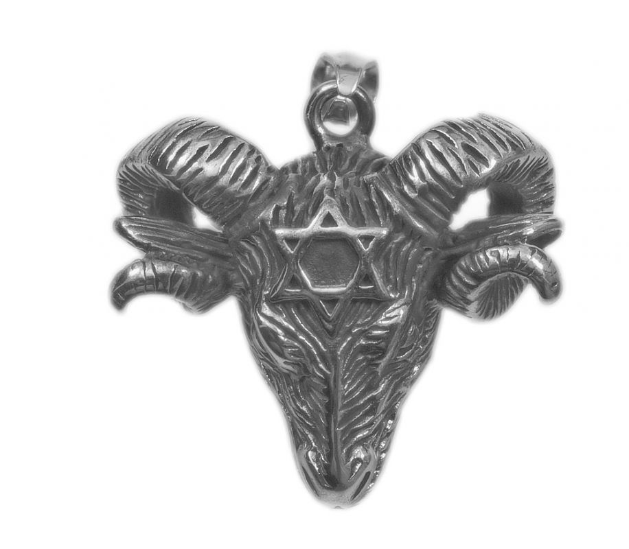 Ocelový přívěsek Hlava kozla s Hexagramem
