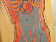5. Dřevěný obraz, motiv Staroegyptská bohyně Bastet