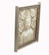 2. Dřevěný obraz na stěnu, motiv Buddha