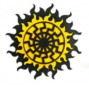 1. Dřevěná plastická dekorace, Černé Slunce