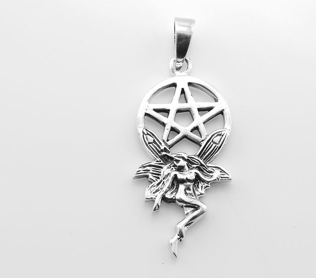 ThajskoSilvermanufacture. Stříbrný přívěsek, Pentagram s nymfou.AGPRIV620211