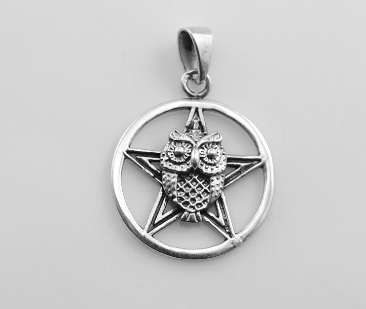 RiverSperky. Stříbrný přívěsek Pentagram se sovou. AGPRIV620258