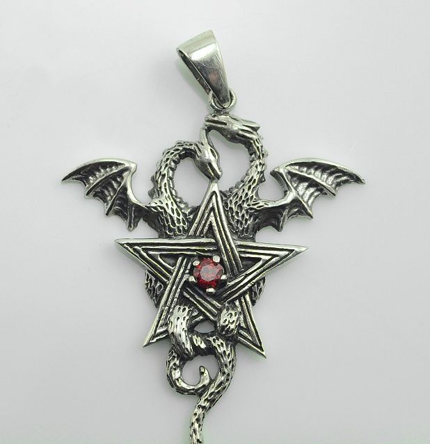 RiverSperky. Stříbrný přívěsek Pentagram s drakem. AGPRIV7400192